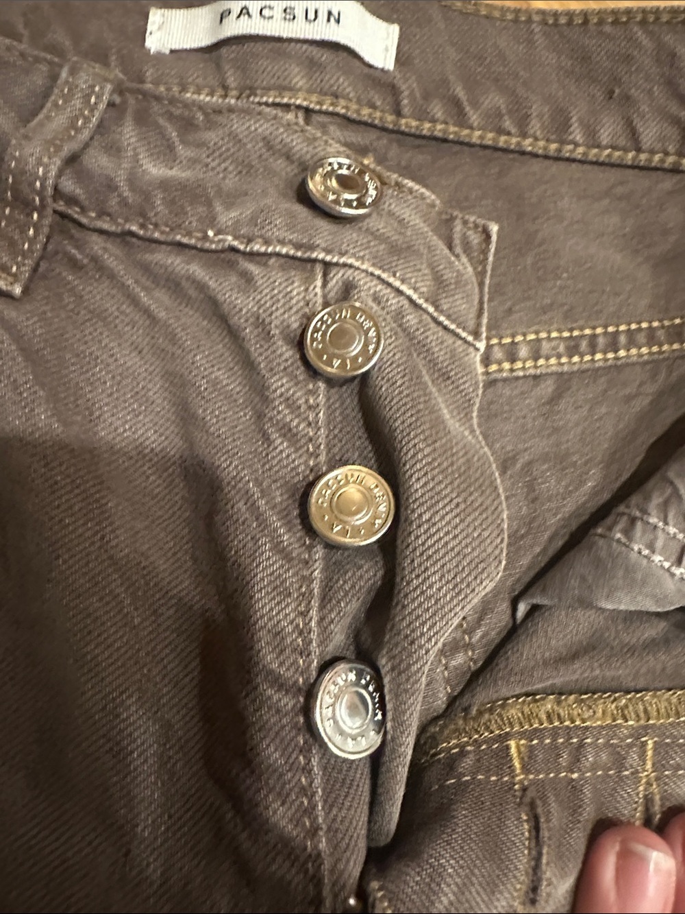 PacSun Woman’s Button Up Straight-Leg Dad Jean in Brown Size 26 Fall Relaxed - Picture 3 of 9